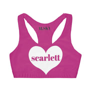 Personalized Sweetheart Double Lined Seamless Cropped Tank, Hot Pink
