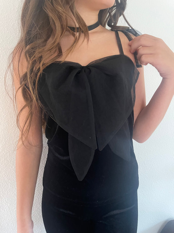 Velvet Bardot Top - Black