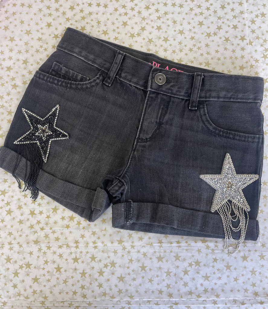 Rhinestone Tassel Denim Shorts - Black – Marais Sky