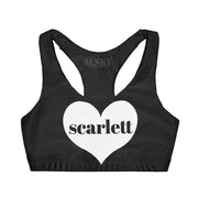 Personalized Sweetheart Double Lined Seamless Cropped Tank, Black