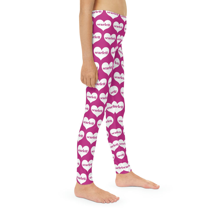 Personalized Sweetheart Full-Length Active Leggings, Hot Pink