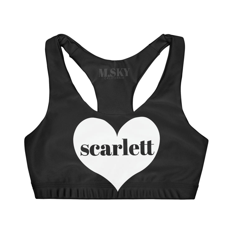 Personalized Sweetheart Double Lined Seamless Cropped Tank, Black