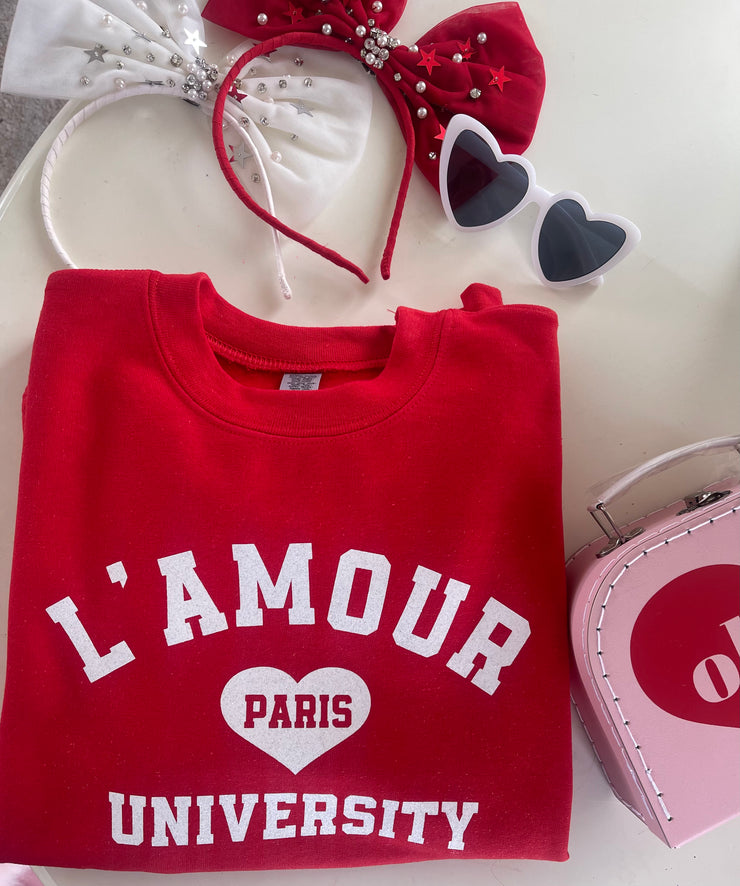 L'Amour University Paris Sweatshirt (Baby, Big Girl, Adult)