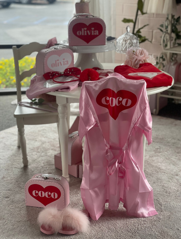 Valentine's Personalized Satin Robe Gift Box Set