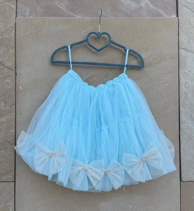 Bows Galore Skirt - Sky Blue/Almond