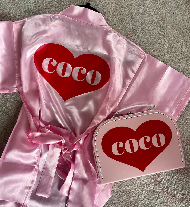 Valentine's Personalized Satin Robe Gift Box Set