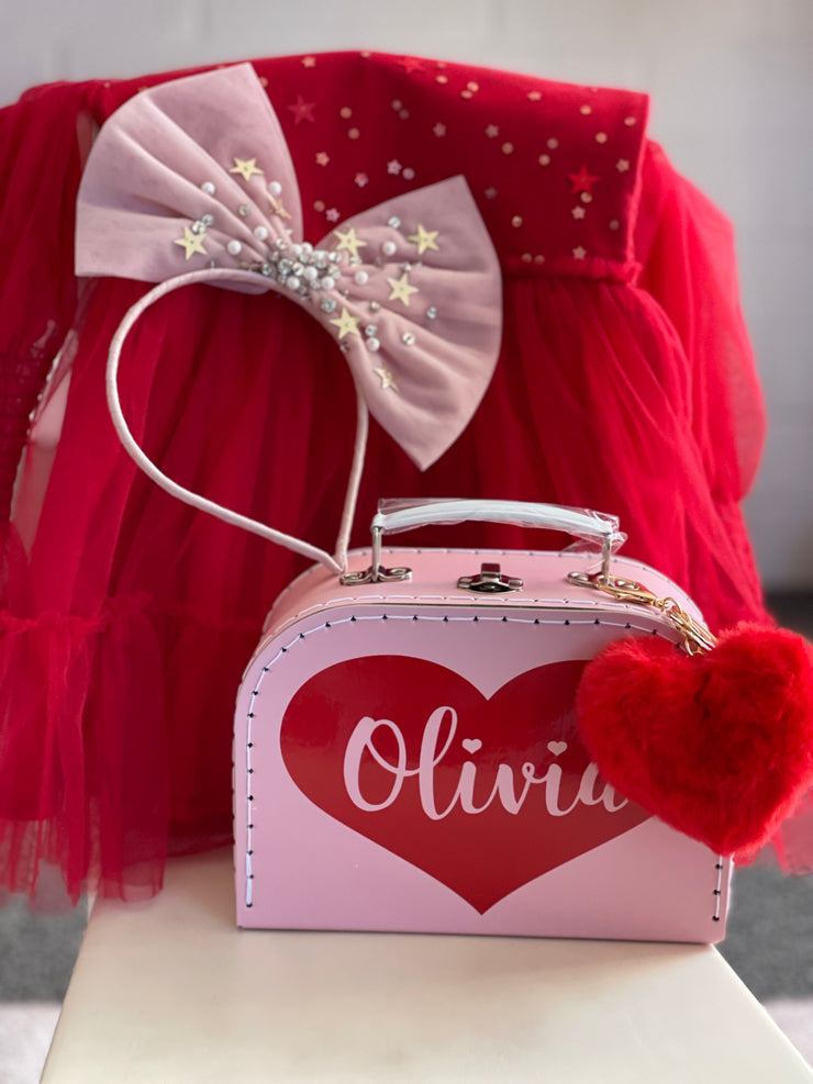 Valentine’s SweetHEART Personalized Suitcase Box (Script Font)