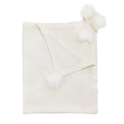 White Pom Pom Cotton Baby Blanket