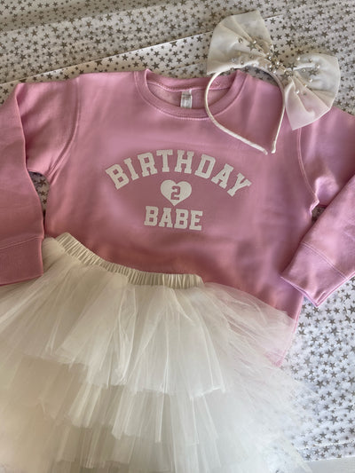 Birthday Babe Heart Sweatshirt