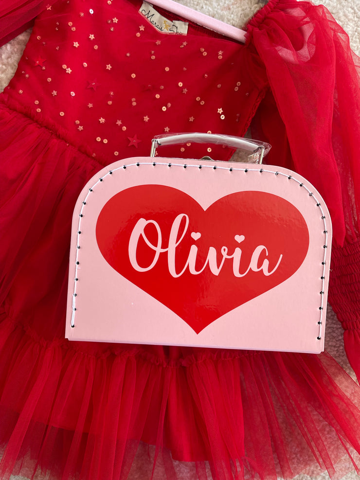 Valentine’s SweetHEART Personalized Suitcase Box (Script Font)