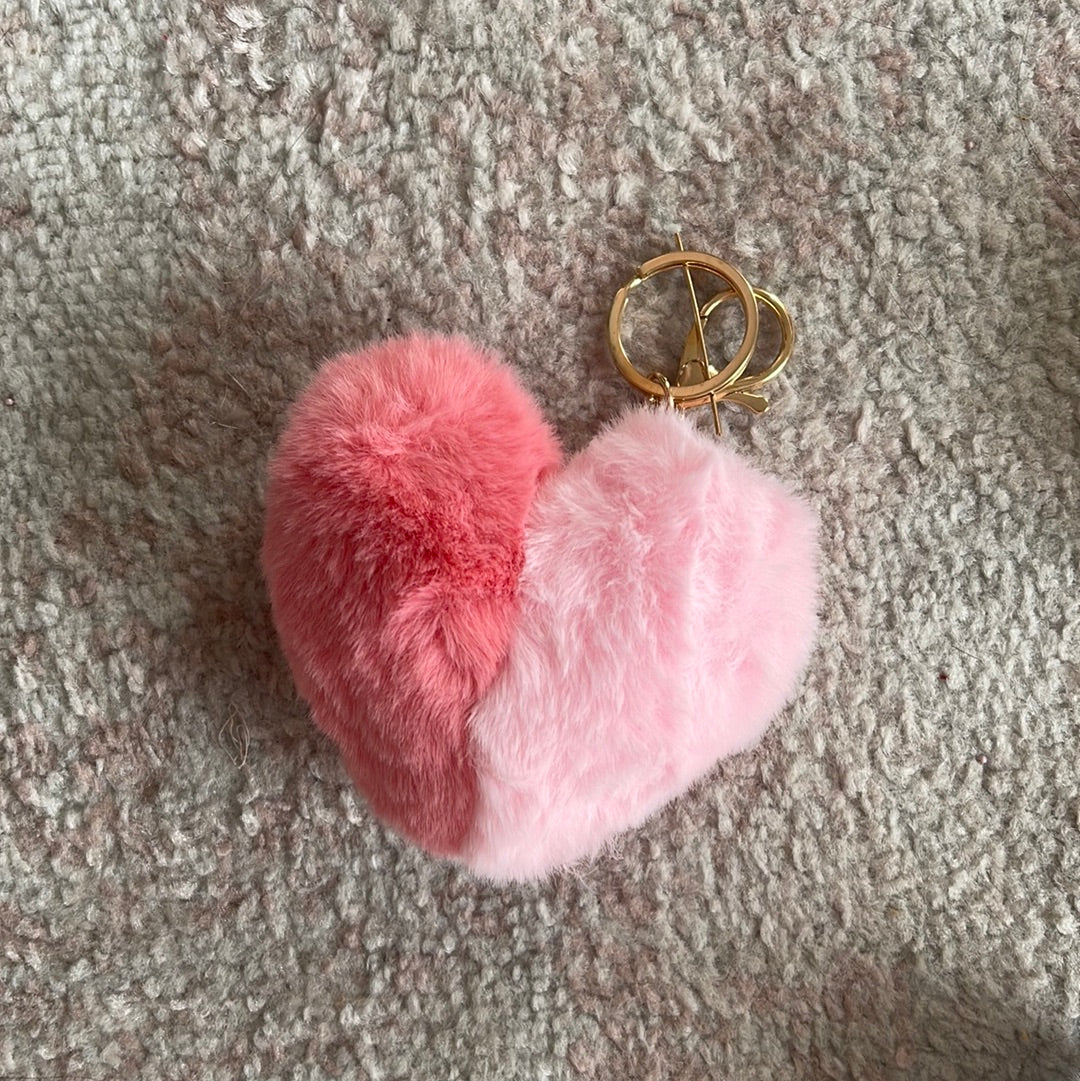 Porte-clés Fourrure Justice Rainbow - Yeux Cœurs Et Pompons, Multicolore, Neuf