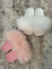 Girls Ultra Luxe Fur Slides